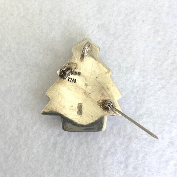 VTG Sterling Silver 925 Mexico Hollow Christmas Tree Brooch Pendant - Picture 5 of 16